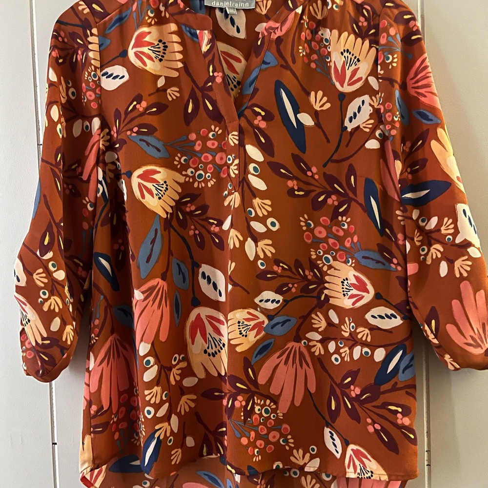 Anthropologie Rust Floral Blouse